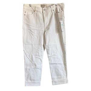 NWT Liverpool Charlie Crop Wide Rolled Cuff White Jeans